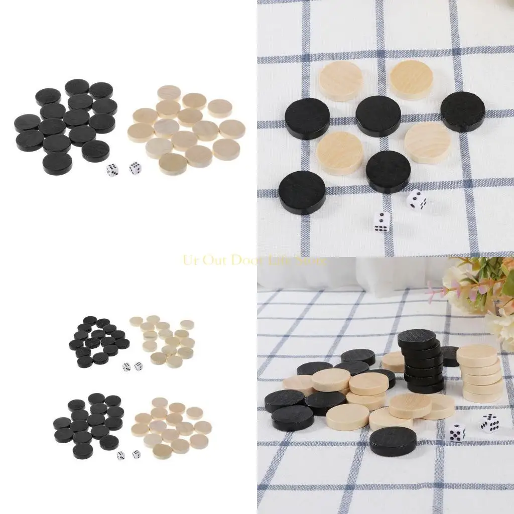 

77UF Chess Pieces Simple Upgrade Wooden for Draughts Checkers for Creative Simple Gif