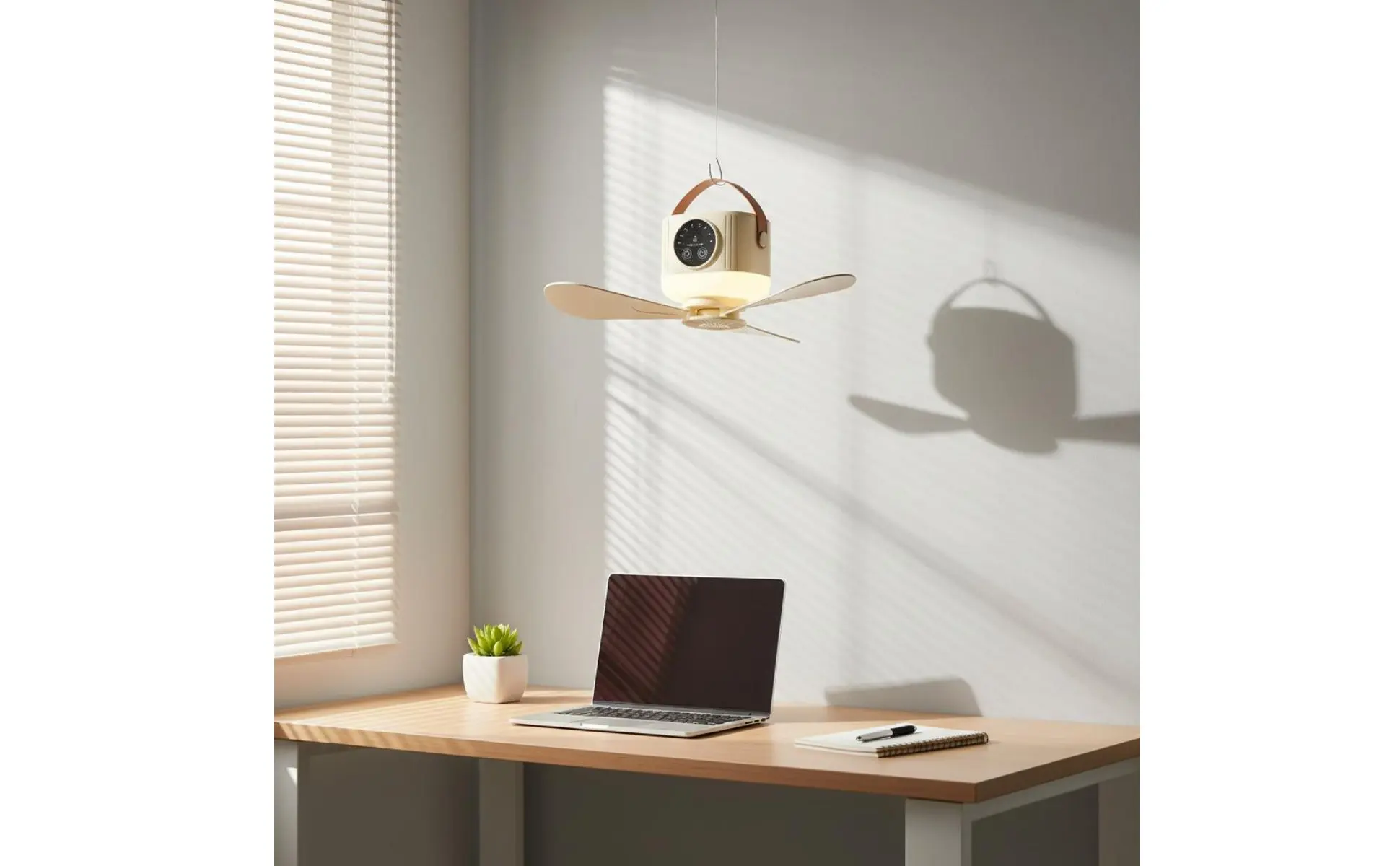 Mini Ceiling Fan with Light Adjustable Speed Rechargeable Hanging Fan Air Mover 4 Speeds Timer Function for Bedside, Dorm Room