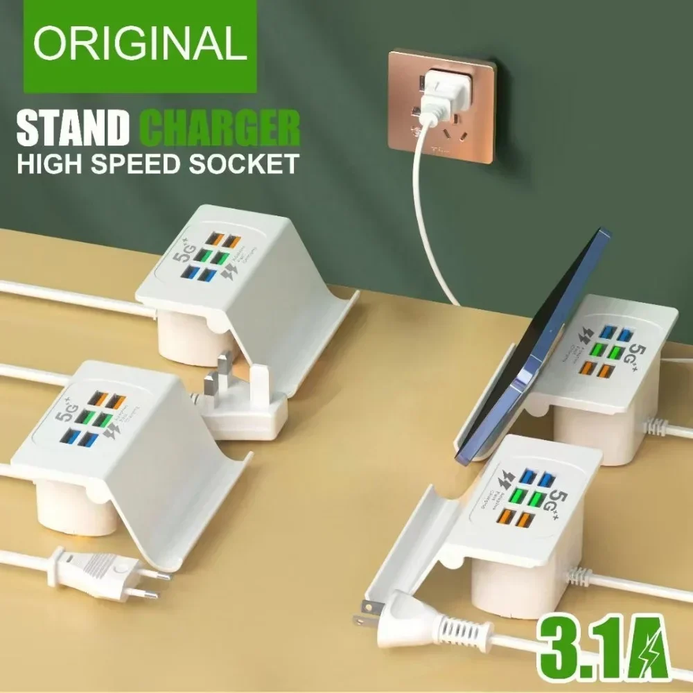 Carregador usb tipo-c muti 5 portas 3.1a usb 3.0 pd carregamento rápido adaptador de parede do telefone celular para iphone 15 tablet ue eua reino unido plug