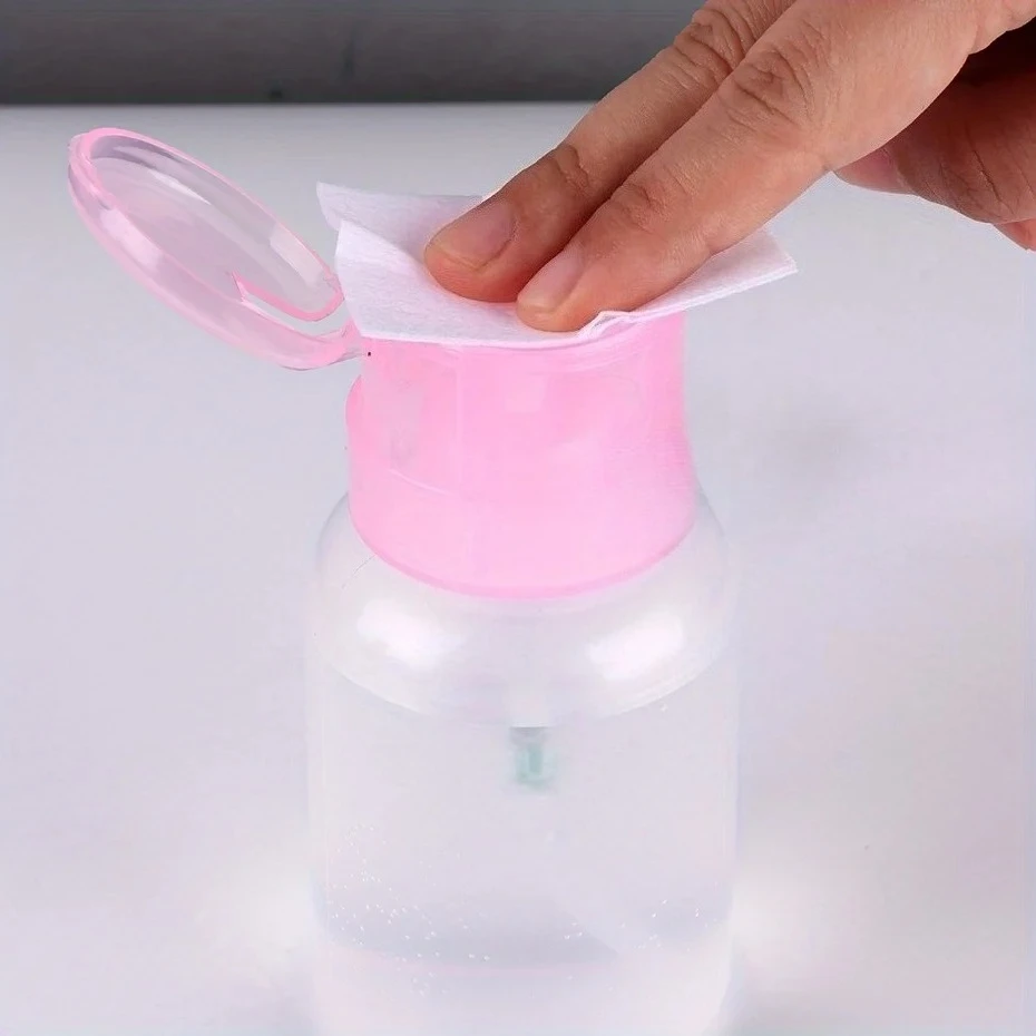 60/220ml Plastic Lockable Leak-proof Liquid Storage Empty Press Pump Dispenser Nails Polish Remover Pressed Bottle
