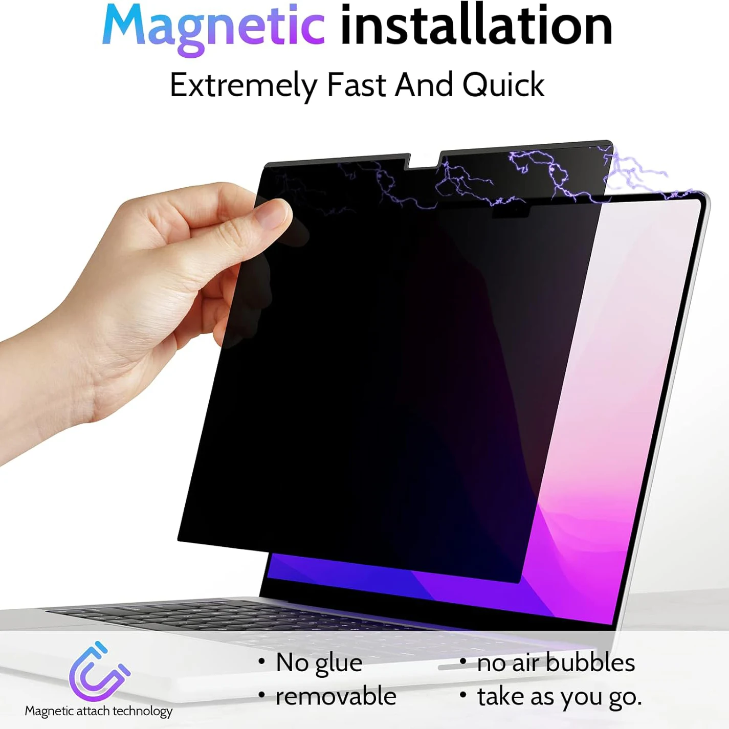 Macbook Air 13.3/13.6/14/15/16 Inch Laptop Privacy Screen Protector, Premium Tempered Glass, High-Definition Clarity