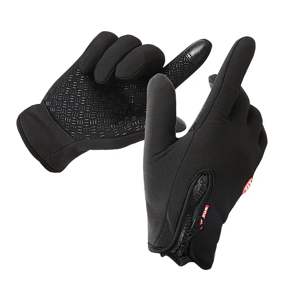 

Winter Warm Fleece Lined Touch Screen Windproof Gloves Black Large for Outdoor Running Driving Non-Slip Couple Ski Mittens