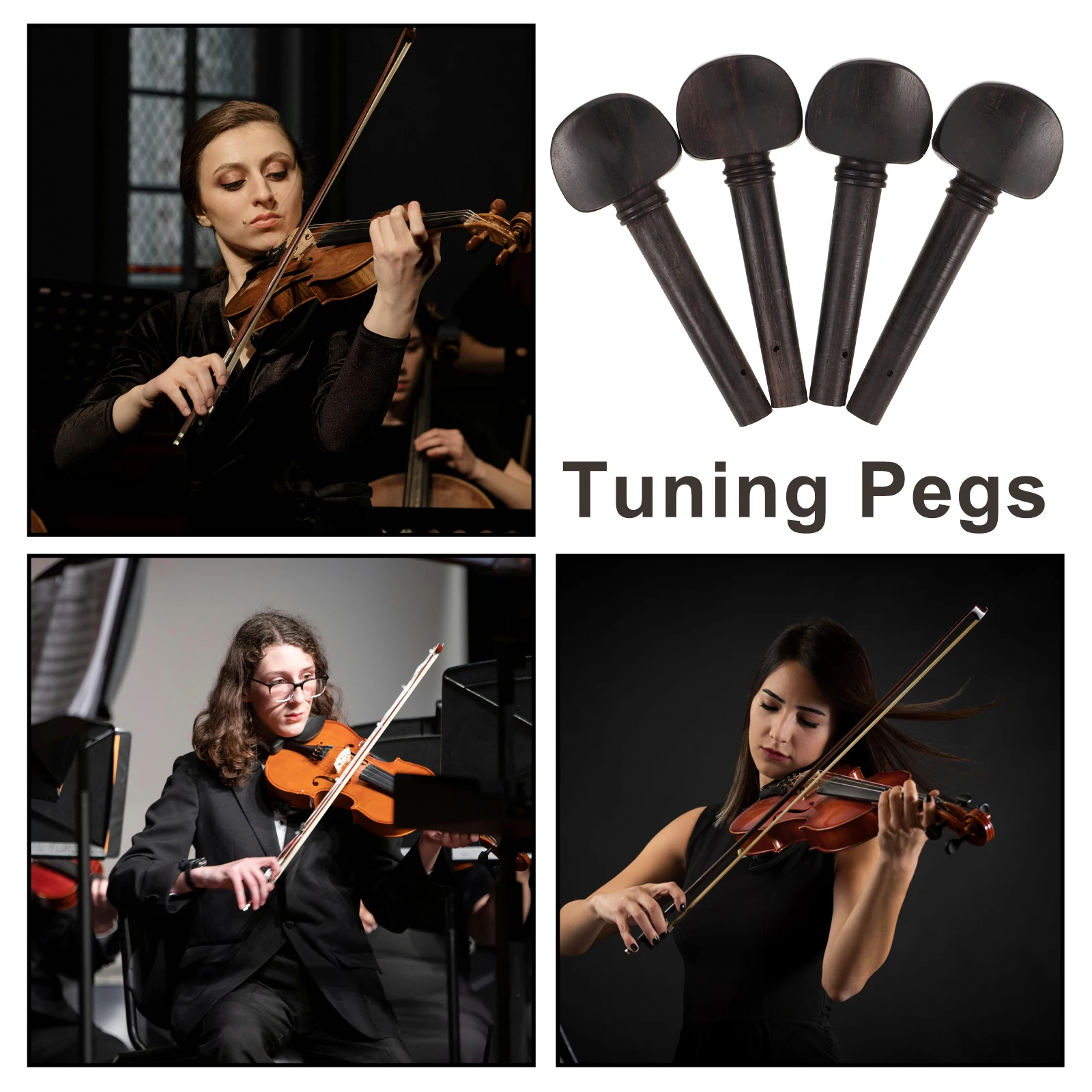 4 قطع أوتاد ضبط الكمان مصنوعة من الخشب القوي مناسبة للحجم الكامل وثلاثة أرباع سهلة التعديل ونقل الصوت المحسن #2