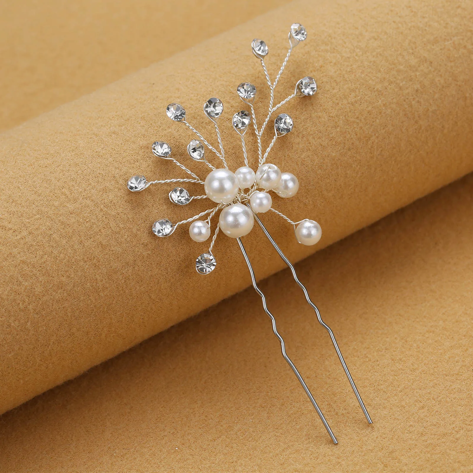 Simple U Shaped Hair Sticks Forks Pearls Hair Clips Elegant Women Wedding Headpieces Bridal Headwear Bride Party Hair Jewelry