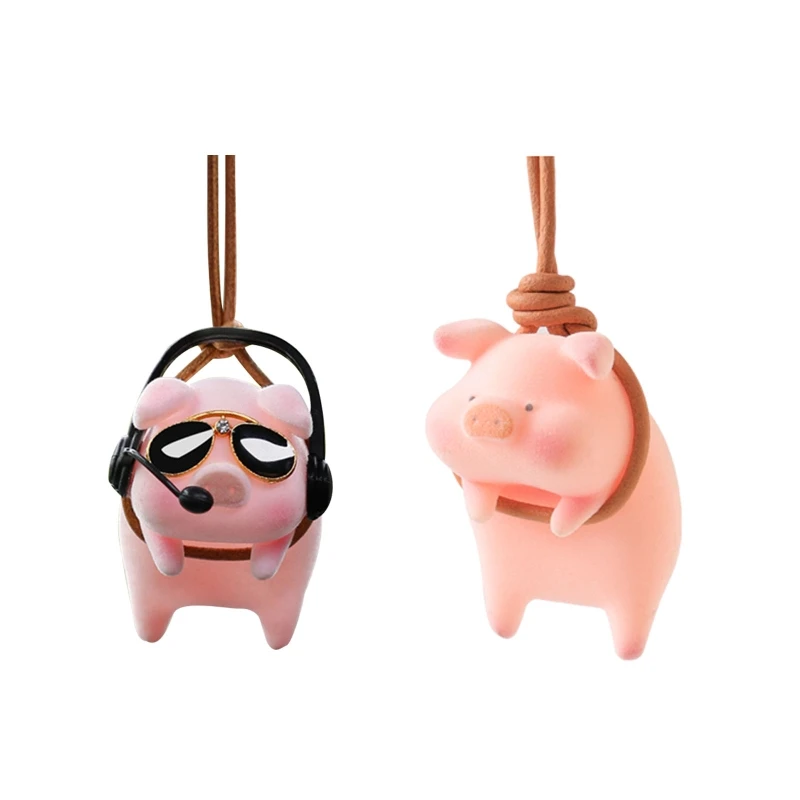 Cute Pig with Glasses Car Pendant Auto Rearview Mirror Pendants Swing Pig Coche Interior Decoraction Accessories Creative Gift