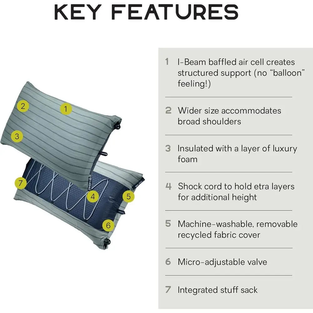 Equipment Fillo Almohada ancha para acampar - Raya de limo - Talla única