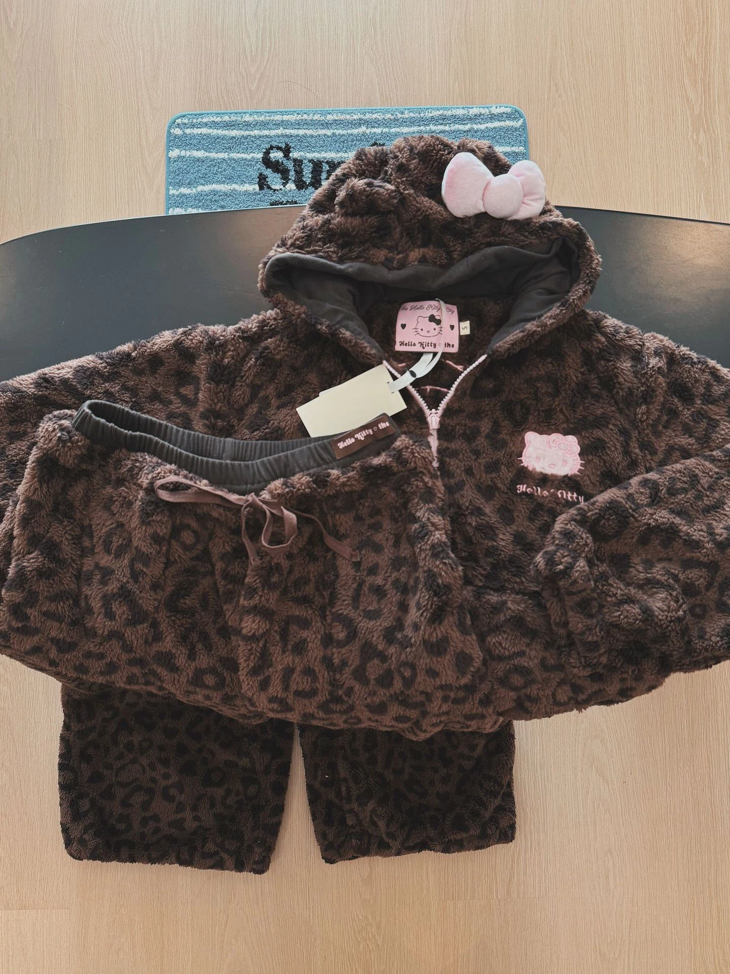 

Winter Home Clothes Youth Long Sleeve Hooded Pajamas Velvet Fabric Comfortable Sleepwear Long Pants Cartoon Cute Style