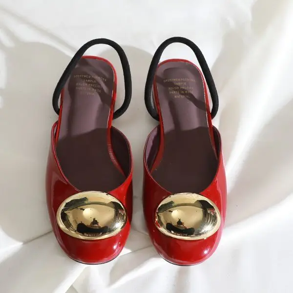 

Women's Summer Low Heel Half Slippers Round Head One Strap Daily Outer Wear Niche Baotou Sandal Slippers