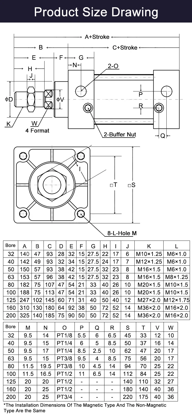 Sc Serie Standard zylinder sc125/160/200/250/320 Pneumatik zylinder kolben mit großer Bohrung großer Schub 25-1000mm Hub doppelt wirkend – Detail 19