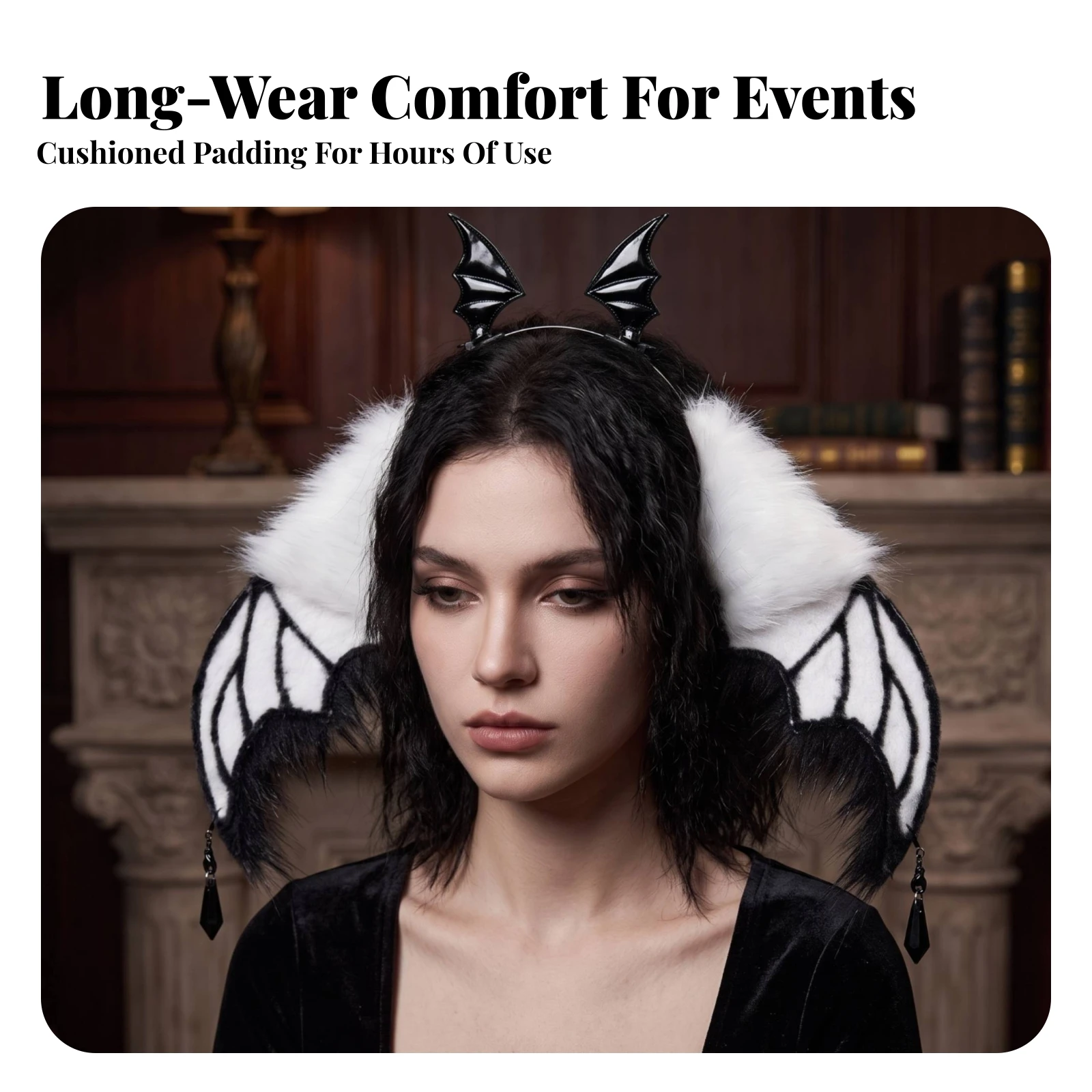 Winged Headband Furry Nocturnal-Wing Headband Lightweight Eye-Catching for Cosplayers, Cosplay