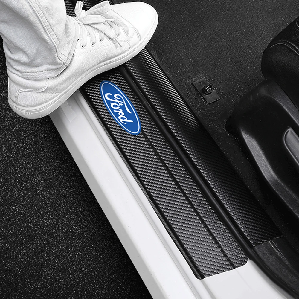 Car Door Sill Anti kick Sticker Scuff Antis Scratch Carbon Fiber For Ford Focus ST Ranger Mondeo Kuga Ecosport Fiesta Shelby MK3 view 6