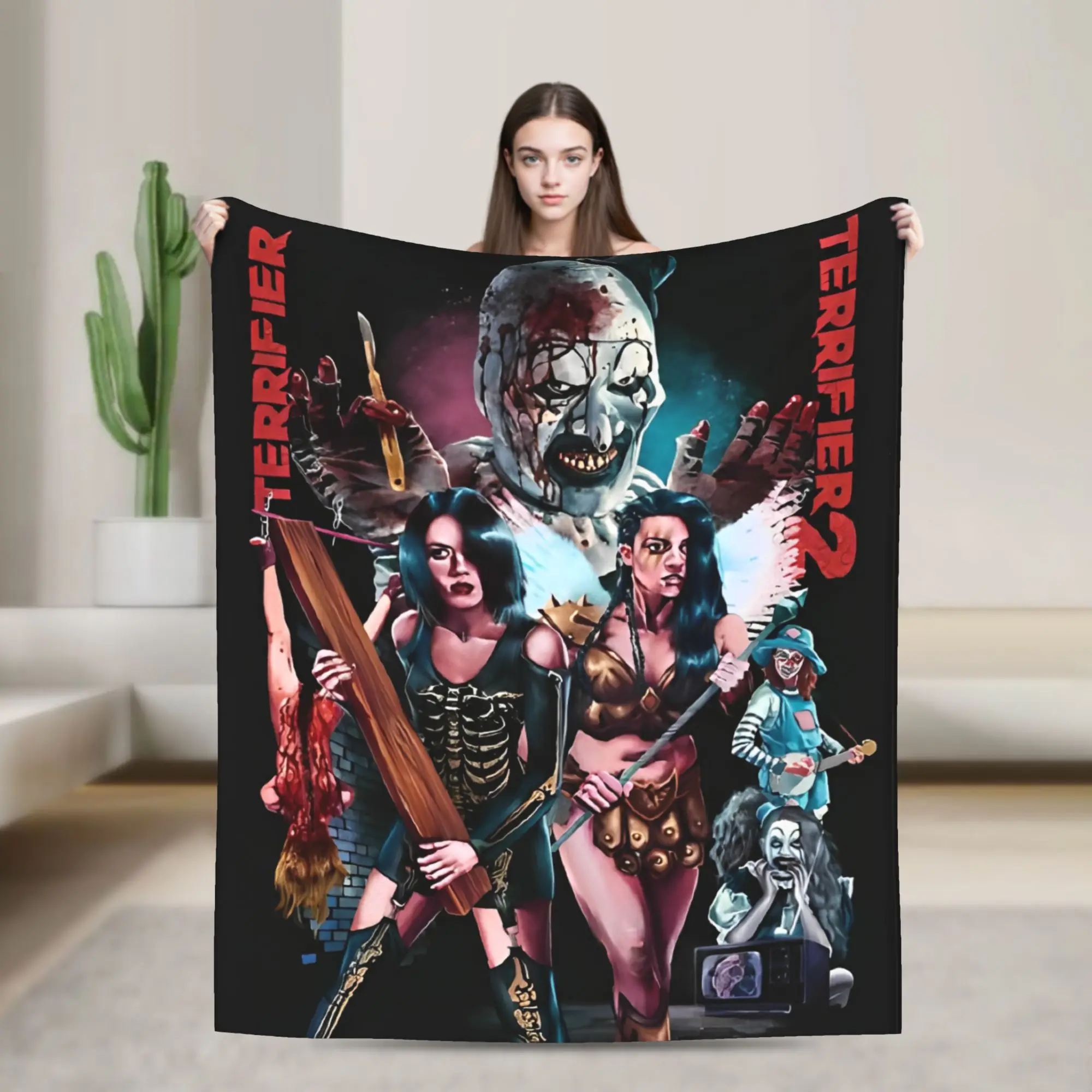 

Terrifier Horror Movie Blanket Flannel Awesome Breathable Throw Blanket for Home Restaurant Autumn/Winter