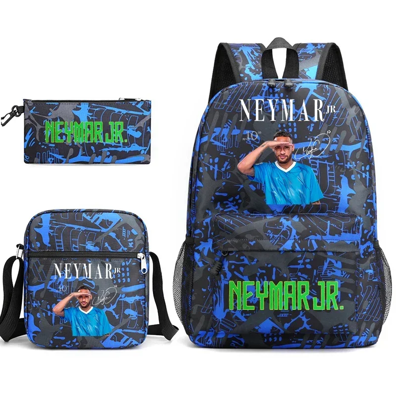 Conjunto de bolsa escolar para estudantes com estampa Neymar Avatar, mochila casual, bolsa de ombro, conjunto de 3 peças