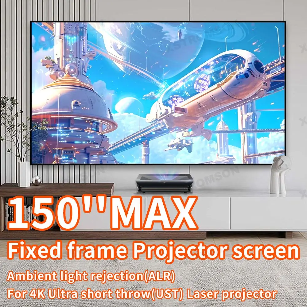 

150inch Big Size T Prism ALR Projection Screen Rejection 16:9 Fixed Frame Projection Curtain for UST Ultra Short Throw Projector