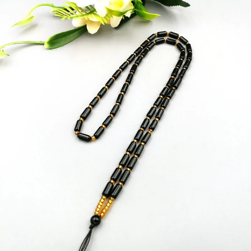 Obsidian Round Bead Necklace Rope, Beige Bead Chain, Necklace Rope, Handmade Necklace Rope