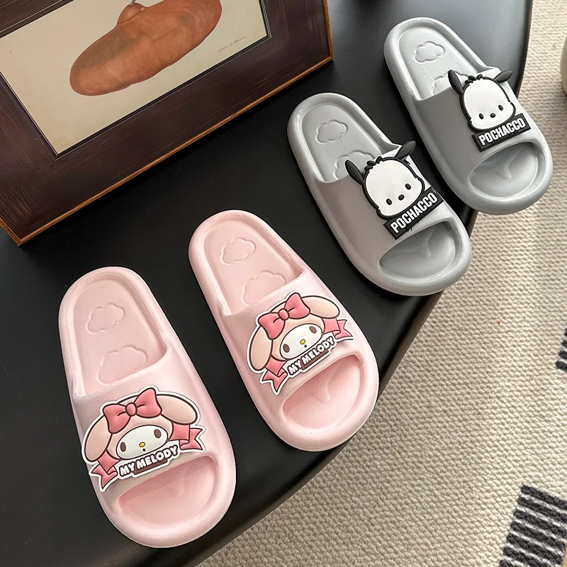 Soft EVA Sole Cartoon Cute Slippers Comfortable Thick Kuromi Melody Cinnamoroll Antislip Sweet Style image 6