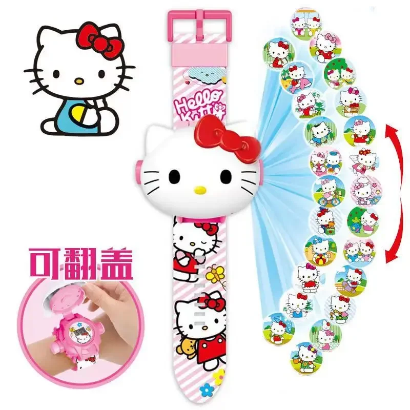 

Sanrio Hello Kitty Toy Set 3D Projection Watch Kuromi Melody Anime Action Figure Toy Watch Flip Popular Kawaii Kids Xmas Gifts