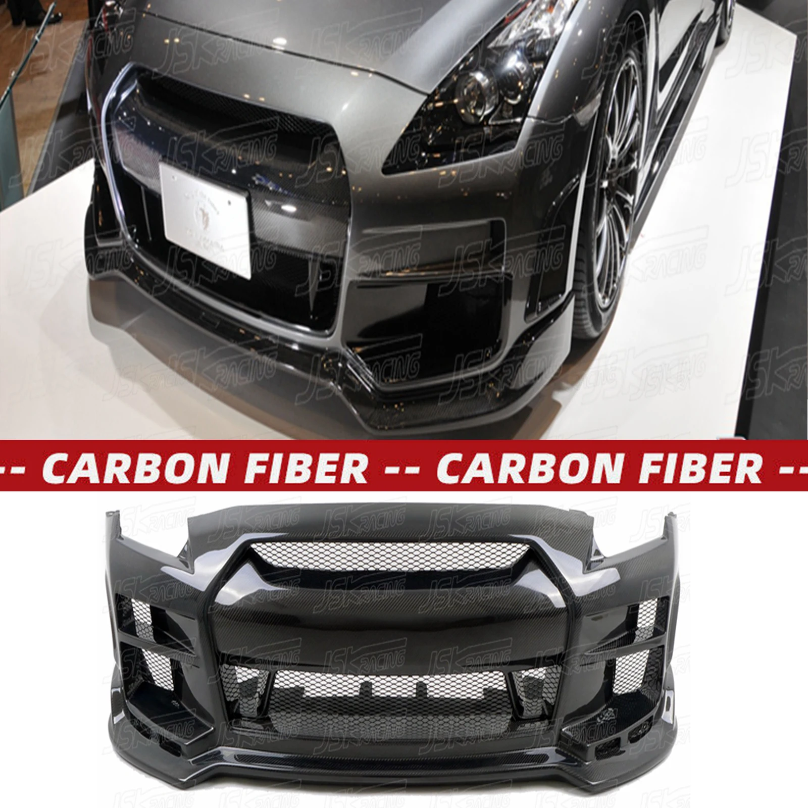 T K Style Carbon Fiber Front Bumper For  Nissan Gtr R35  2008-2016(JSKNSR508183)