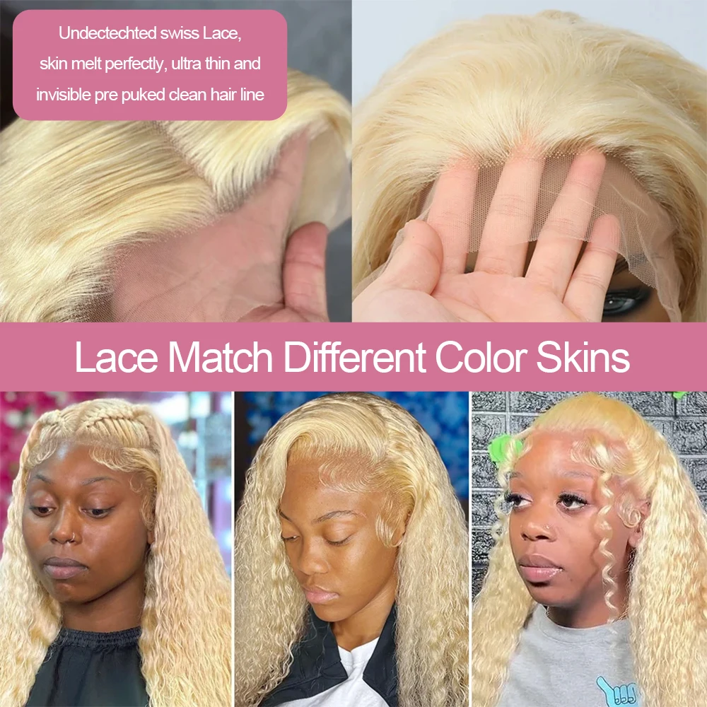 Deep Wave 13x6 HD Lace Frontal Human Hair Wig 30 40 Inch Curly 613 Honey Blonde Water Wave 13x4 Lace Front Wigs For Women 250% image 2