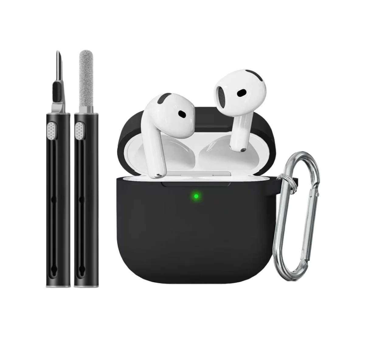 1 Juego de funda protectora de silicona suave para AirPods 4/3 Pro 2 llavero AirPods Pro funda con Kit de limpieza accesorios para auriculares