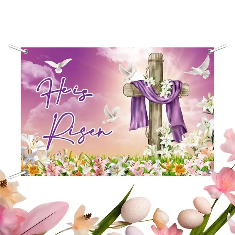 Пасхальный фон для фотографии, большой фон He Is Risen 120x80 см, весенние настенные украшения, праздничный домашний декор для церкви