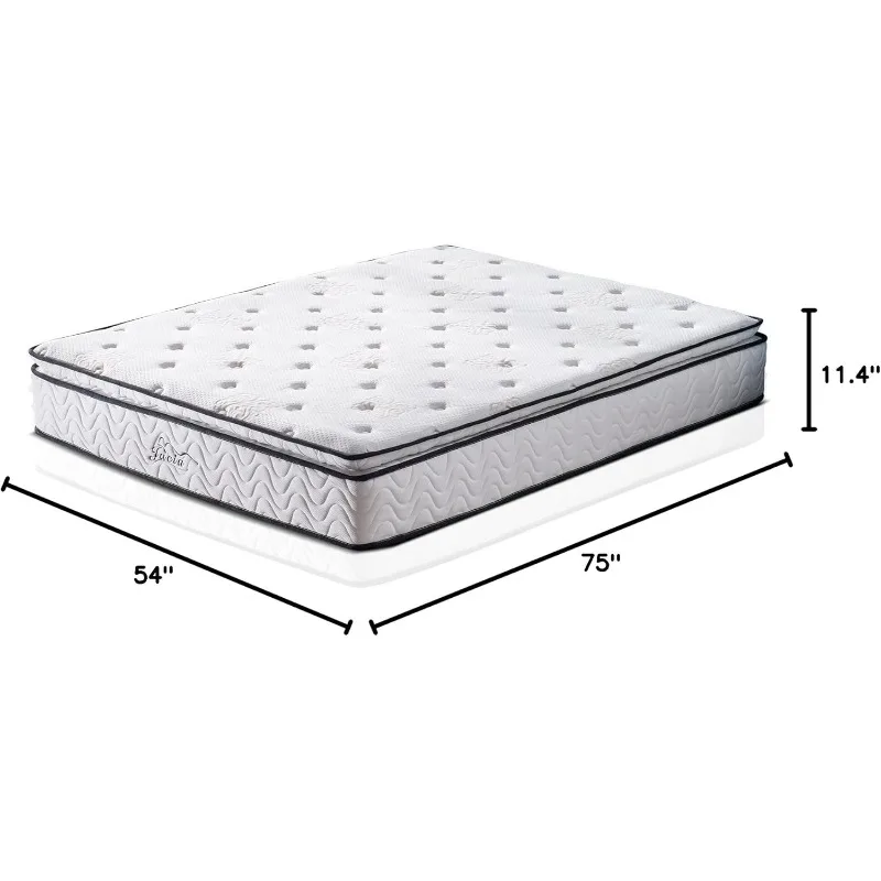 11.4 Inch Memory Foam Innerspring Independently Encased Coil Hybrid Mattress - Pillow Top Mattress - Bed in a Bag -Full