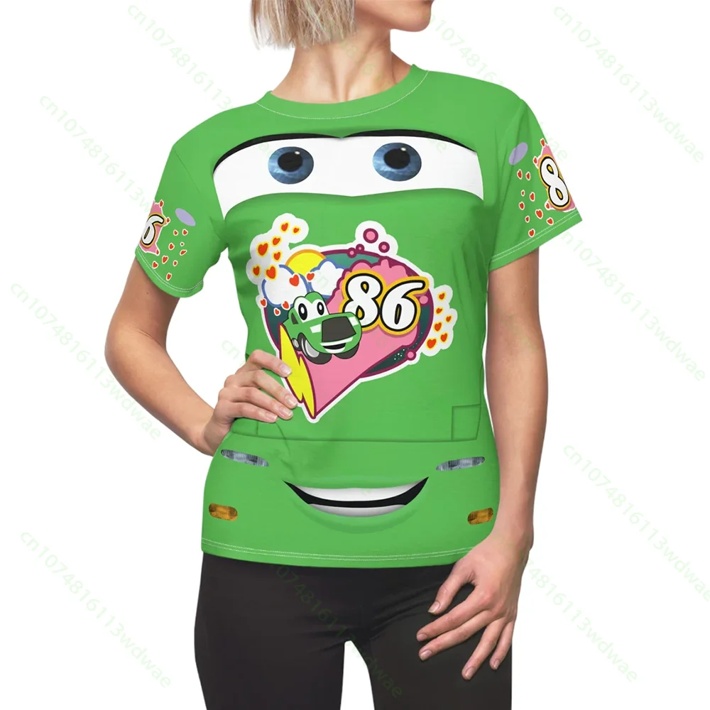 Women 3D Lightning 95 Racing Car T-shirt Cartoon Cars Print Cartoon Short Sleeve Tee Summer Funny Casual Cosplay Party Top