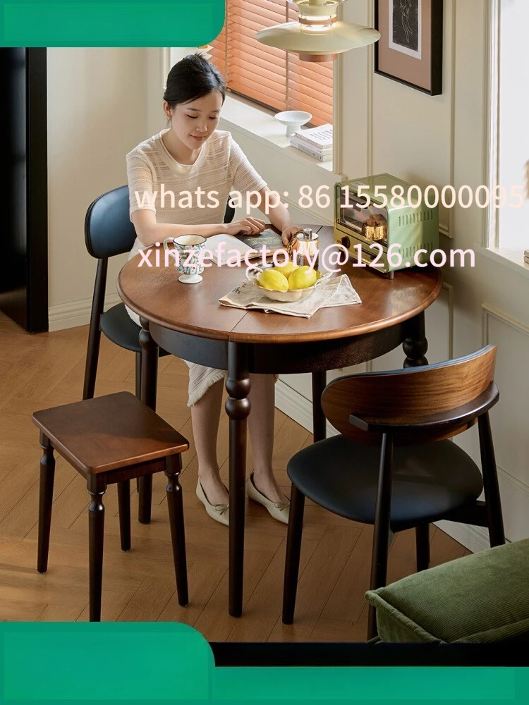 

Customizable antique dining table variable round table small apartment