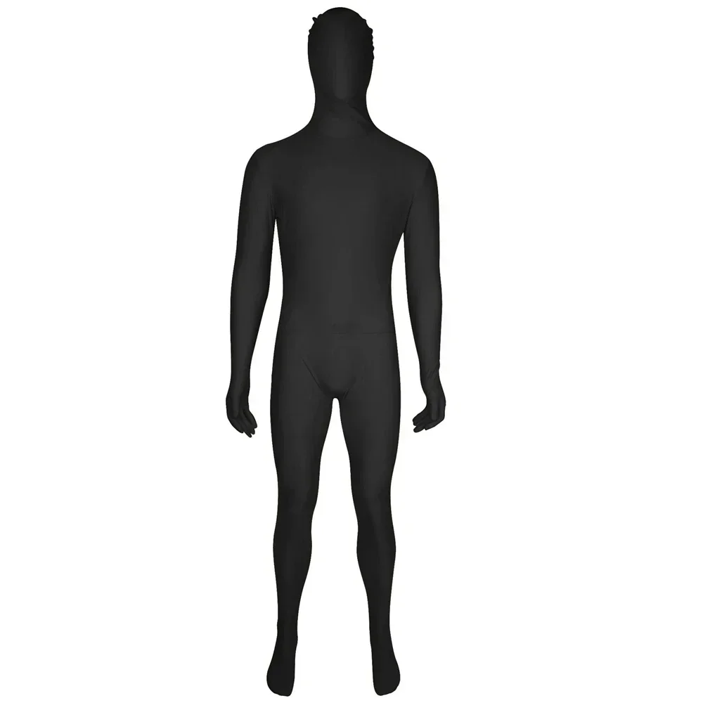 Zentai de cuerpo completo para baile, disfraces de Cosplay novedosos para adultos, traje negro de LICRA, Catsuit ajustado de una pieza, traje de Halloween para hombres y mujeres