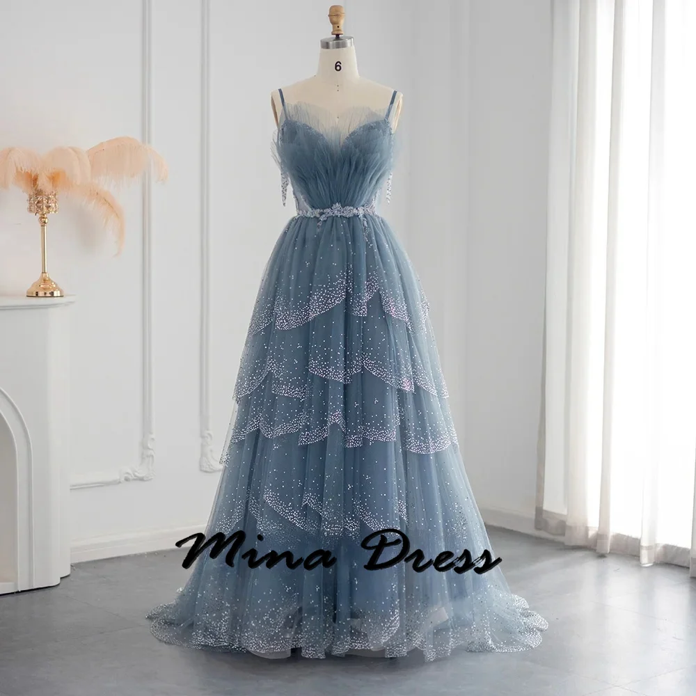 Mina Customized Backless Evening Luxury Dress 2024 Sleeveless Evening Dresses Woman Elegant Sequins Wedding Party Dress Es Prom