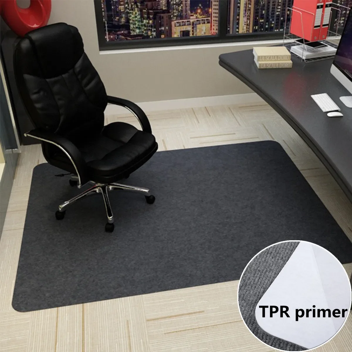 

Computer Chair Living Room Office Mat Abrasionproof Anti Slip Self-adhesive Desk Rug E-sports Chair Mat Polyester Under Desk Rug