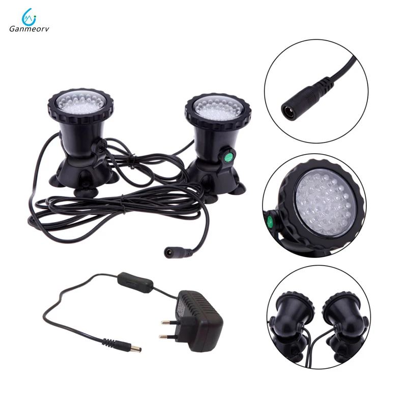 2PCS RGB 72 LED Underwater Spot Light Highly Waterproofing IP68 Tank and Aquarium Landscape Lights EU US UK SAA Plug