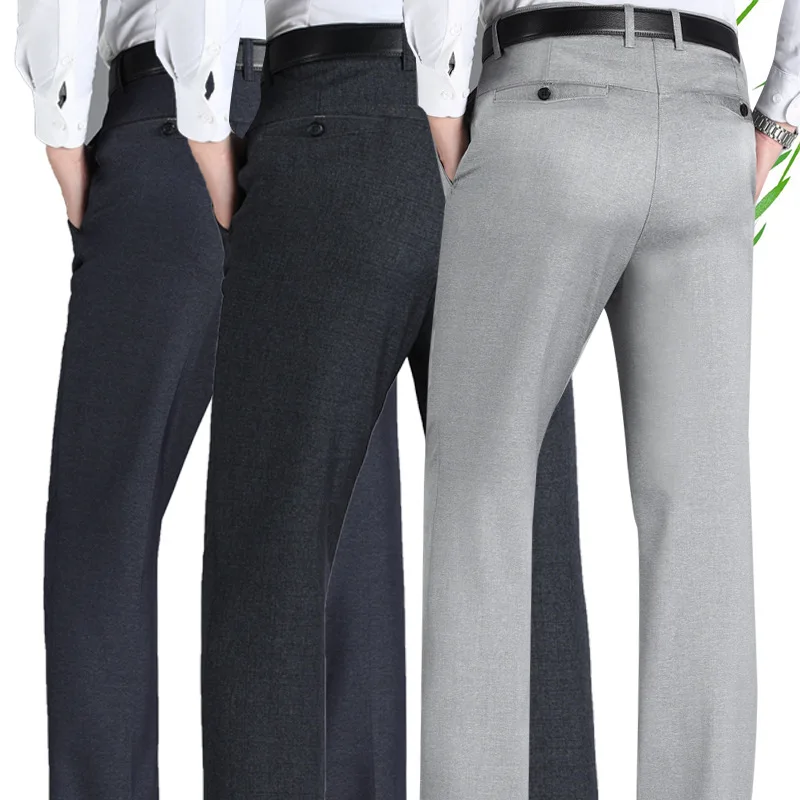 2024 Men's Spring and Summer Thin Casual Suit Pants Loose Straight Business Casual High Waist Suit Pants