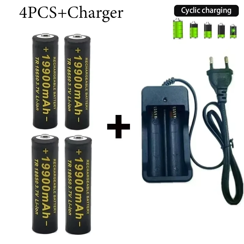 18650 Rechargeable Battery 2024 NewBest-selling 3.7V19900mAh+Charger Capacity Li-ionBattery ForScrewdriver Remote Control