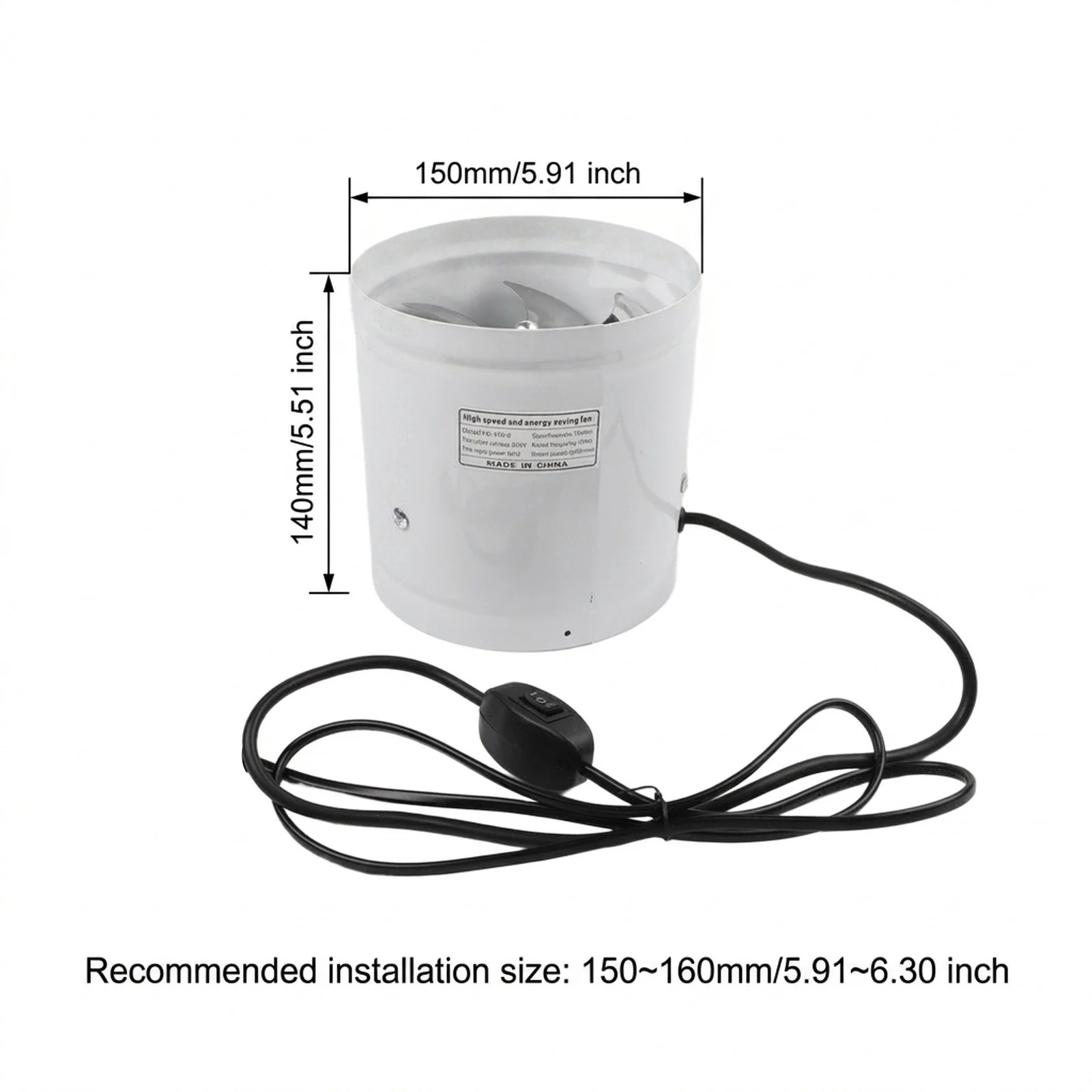 Two Way Ventilation System Fan Hvac White Duct Fan 220V 50Hz 1-piece Pure Metal Casting Thickened Fixed Design