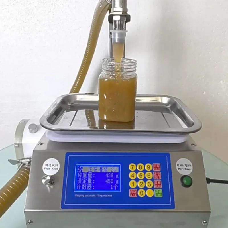 

220V/110V Flow Weighing Type Fully Automatic Dispensing Filling Machine for Juice Honey Sesame Sauce Ketchup Edible Oil