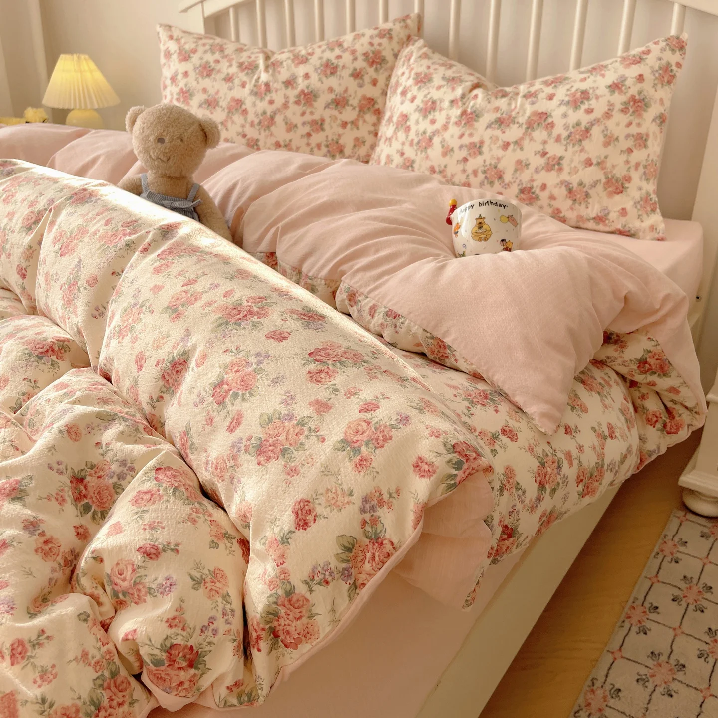 3pcs Plant printing Duvet Cover Set (1*Duvet Cover + 2*Pillowcase, Without Core),Bedding Set