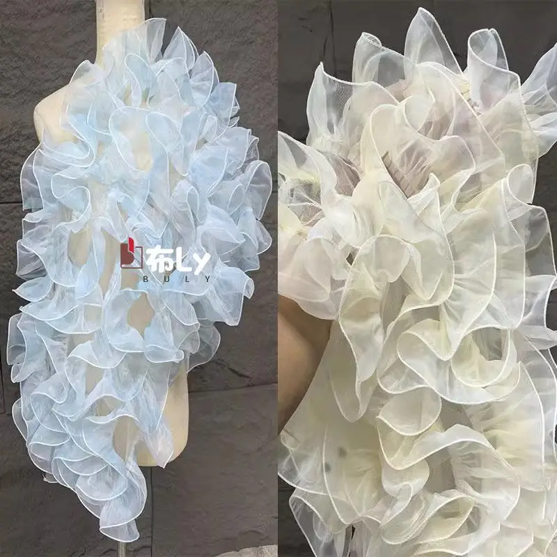 Large Wave Pattern Shiny Organza Mesh Lace for Designer Cuff Hem Decoration DIY Fabric Remake Accessories