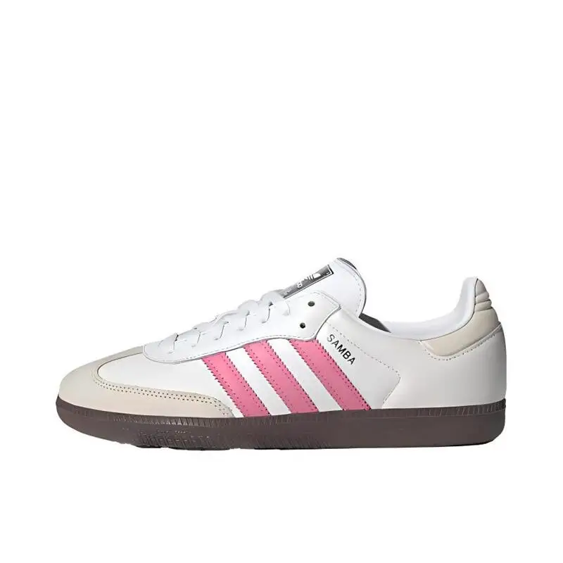 Adidas Originals Samba OG Unisex Pink and White Sports Fashion Anti-slip Wear Classic Retro Board Shoes Moral Training Shoes