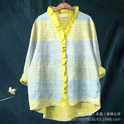 Femmes chemises décontracté surchemise géométrique hauts à manches longues Blouses chemise régulière haut bureau dame basique élégant 2025 printemps automne