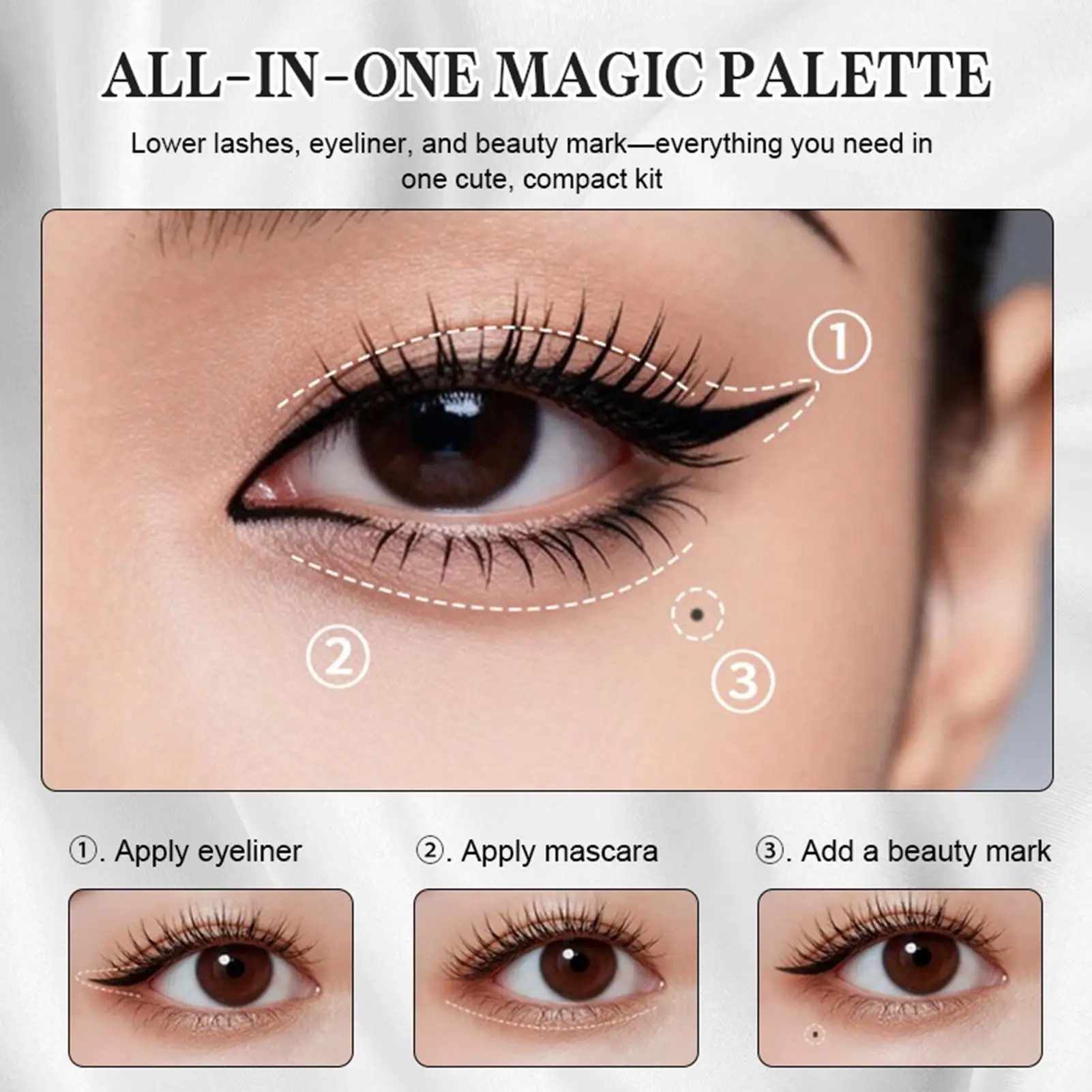Eye Makeup Kit Portable Waterproof Smudge Proof Eyelash Stamps for Women Girls Travel Home Dating Business Trip Beauty Salon