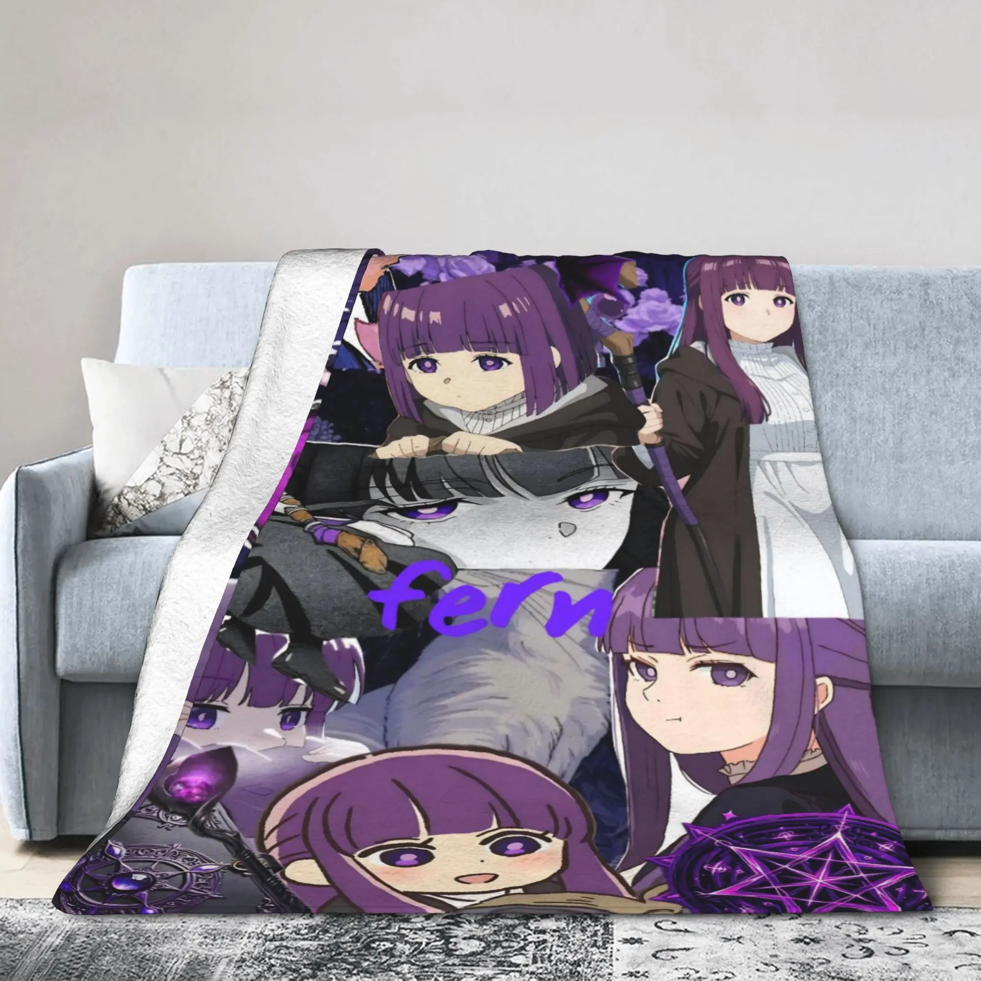 Frieren Anime Plush Blankets Fern Awesome Throw Blanket for Home 125*100cm Plush Thin Quilt