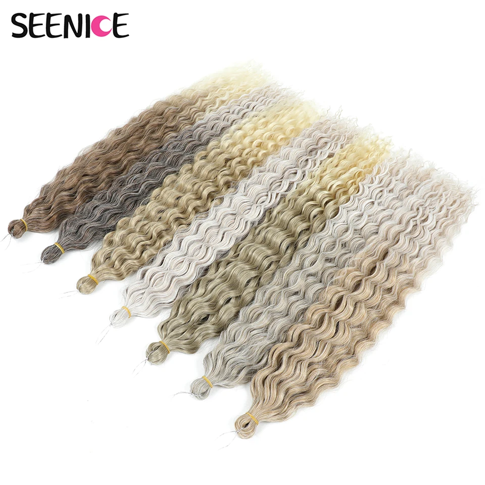 3 قطعة تجعيد الشعر الأفريقي موجة المياه تويست الكروشيه الشعر الاصطناعية جديلة وصلات شعر أومبير أبيض رمادي 22 30 بوصة تجديل الشعر