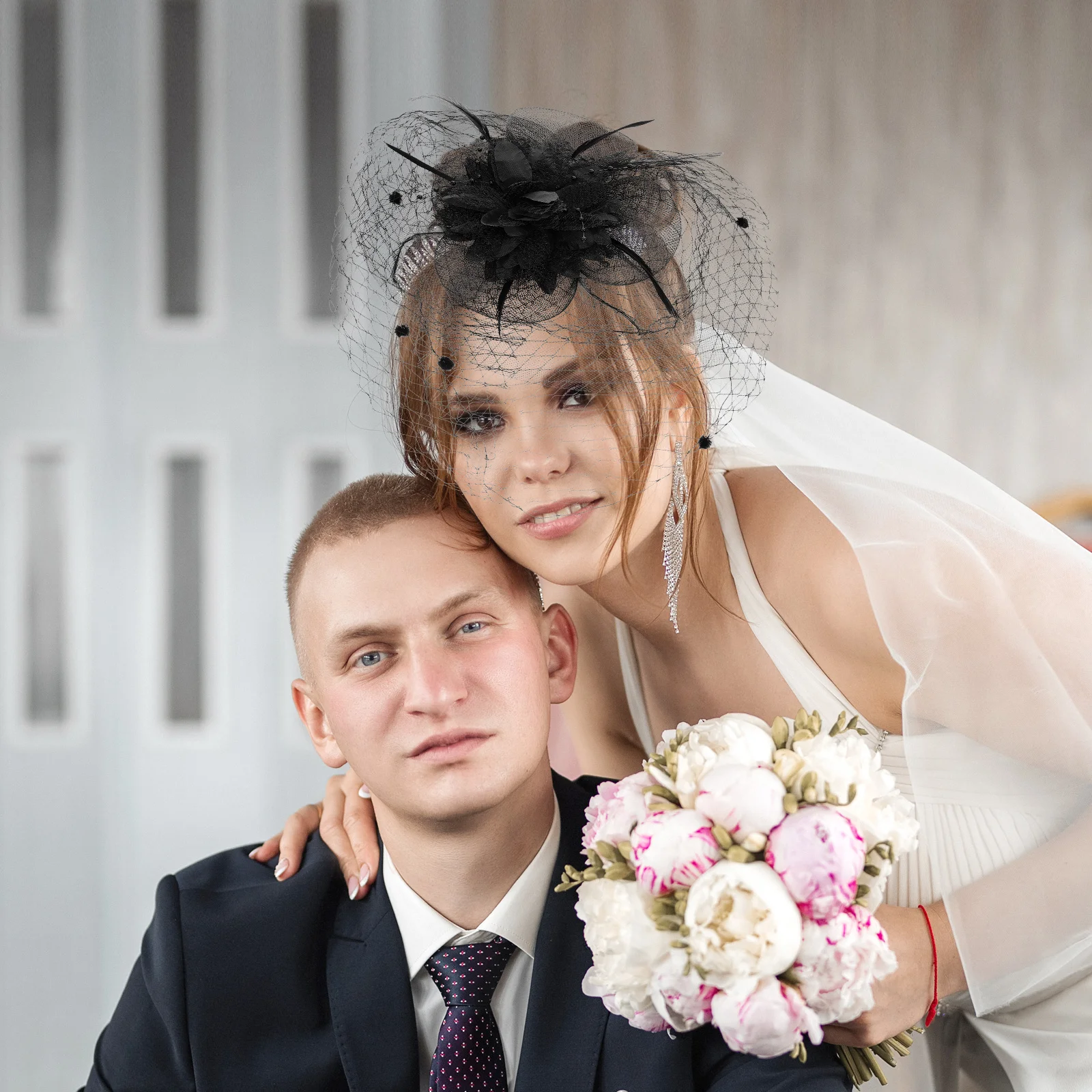 قبعة زهرة فاسيناتور، غزل شبكي، غطاء رأس أنيق خفيف الوزن لحفلات الزفاف وحفلات الشاي وإكسسوارات شعر الزفاف #6