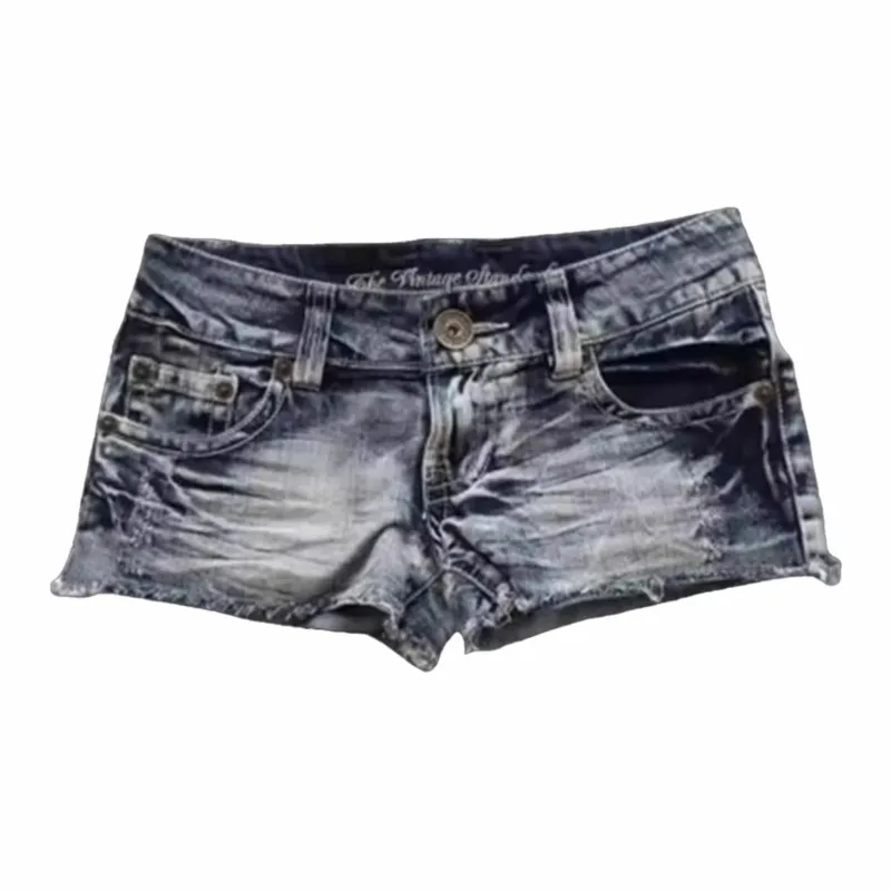 Aesthetics Harajuku Hip Hop Fashion Street Clothing Graphic Printing Women Blue Ins Style Y2k Goth Slim Casual Hot and Sexy Shor