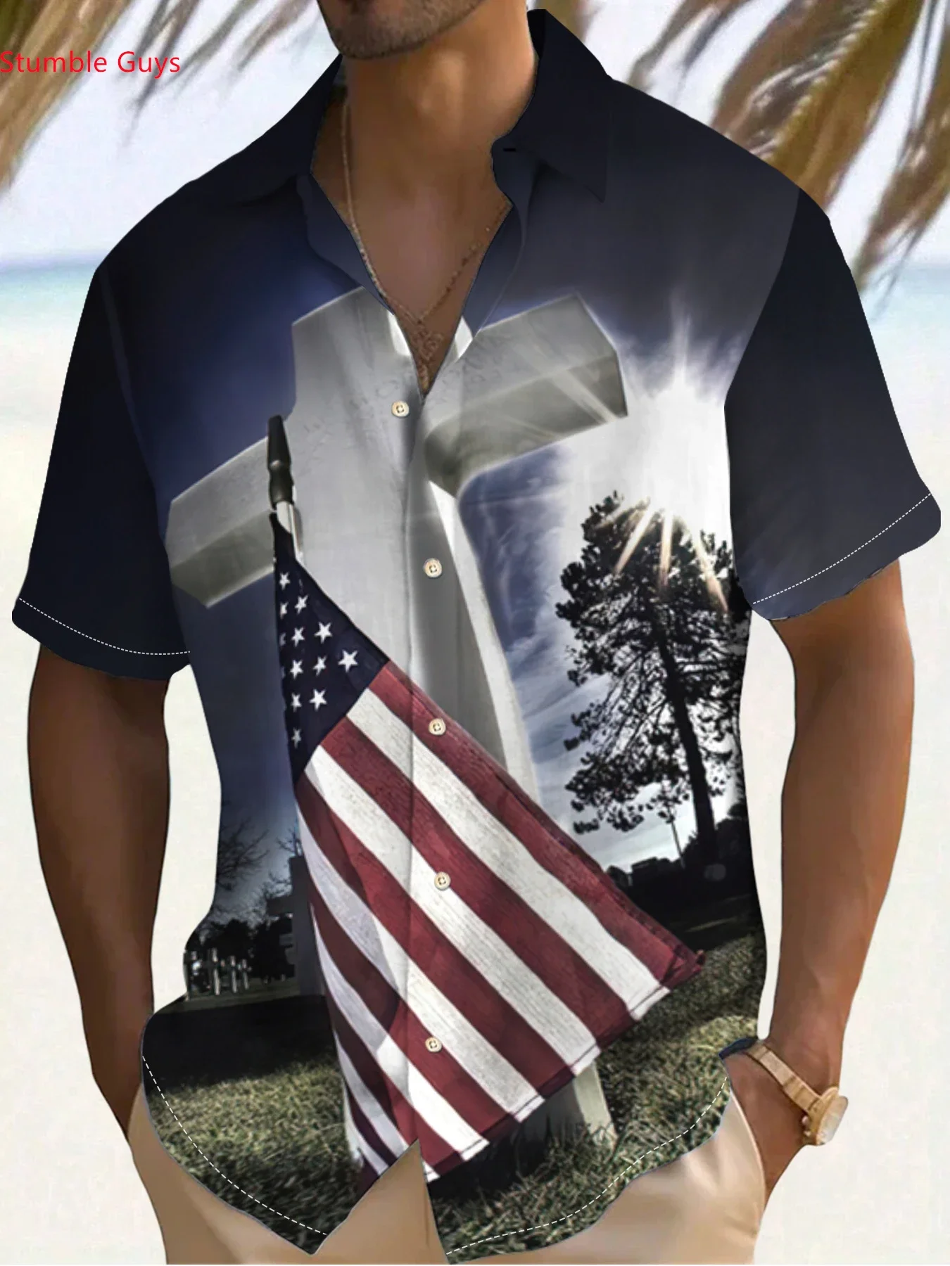 Summer Fashion Men's Man Short Sleeve Hawaiian Shirt Vibrant Tropical Print Loose Fit Lightweight Holiday Party Tops