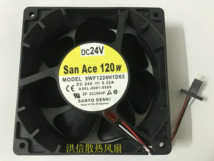 SANYO Denki 9WF1224H1D03 DC 24V 0.32A 120x120x38mm 3-Wire Server Cooling Fan