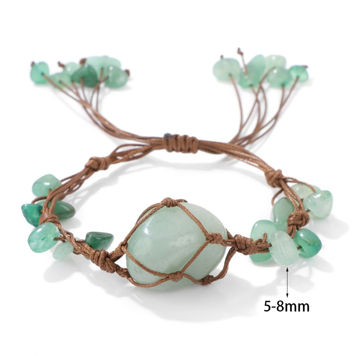 بوهو هبط سوار الأحجار الكريمة للنساء الرجال قابل للتعديل اليدوية المنسوجة شبكة الخام رقاقة حجر الخرز الإسورة المجوهرات