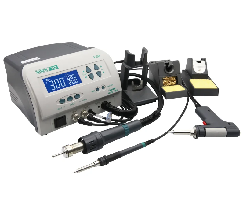 

Rework System 3 in 1 Soldering Station 1000W for 90W Soldering/Desoldering 713 rework station From Quick