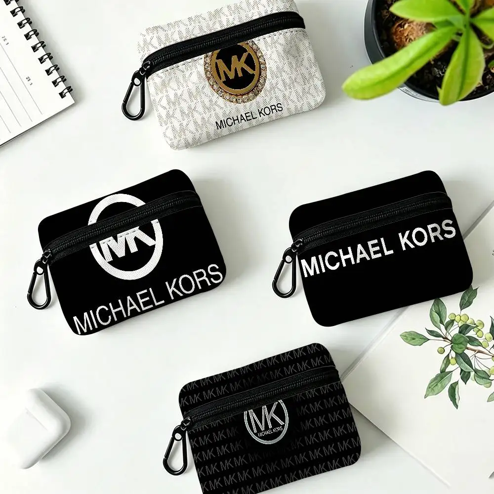 M-Michaels-Fashion-Kors Portable Oxford Fabric Mini Wallet Carabiner Design Small Coin Bag For Cards Keys Earphones